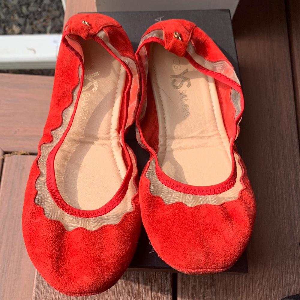 Suede engine red Yosi Samra foldable flat size 6